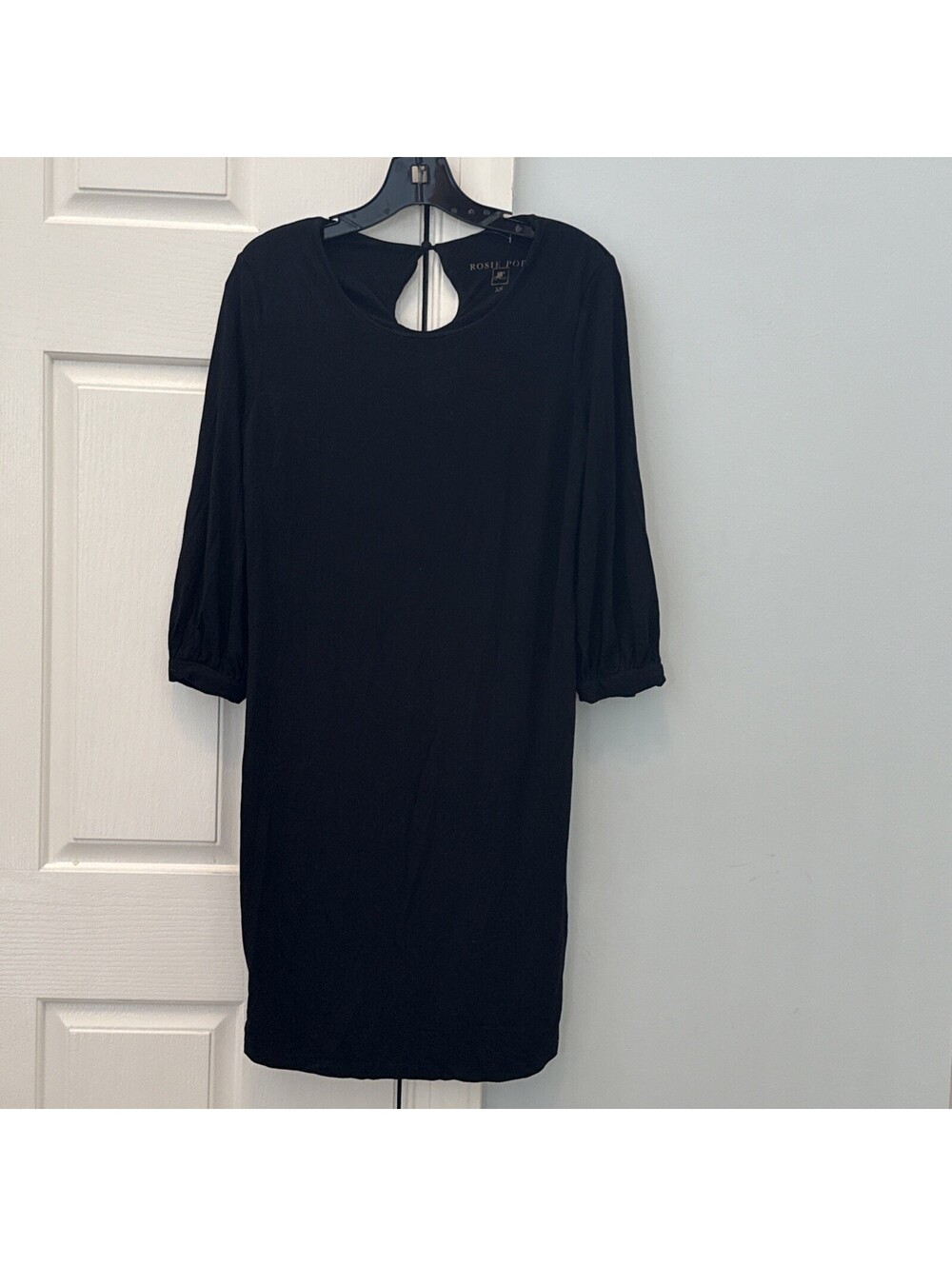Rosie Pope Women's BlackKeyhole Neck Shift Dress Long Sleeves Size XS